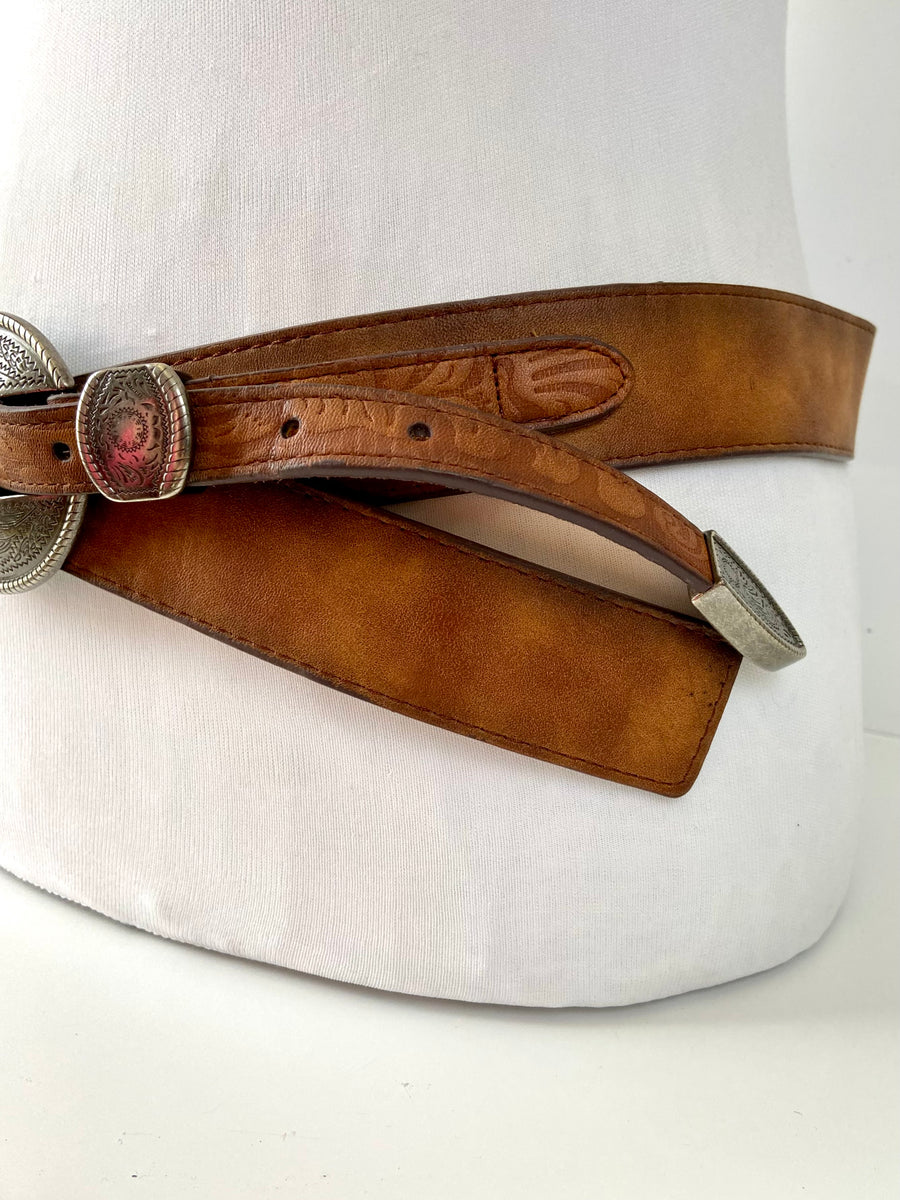 Brighton Ornamental Brown leather Belt — Holy Thrift