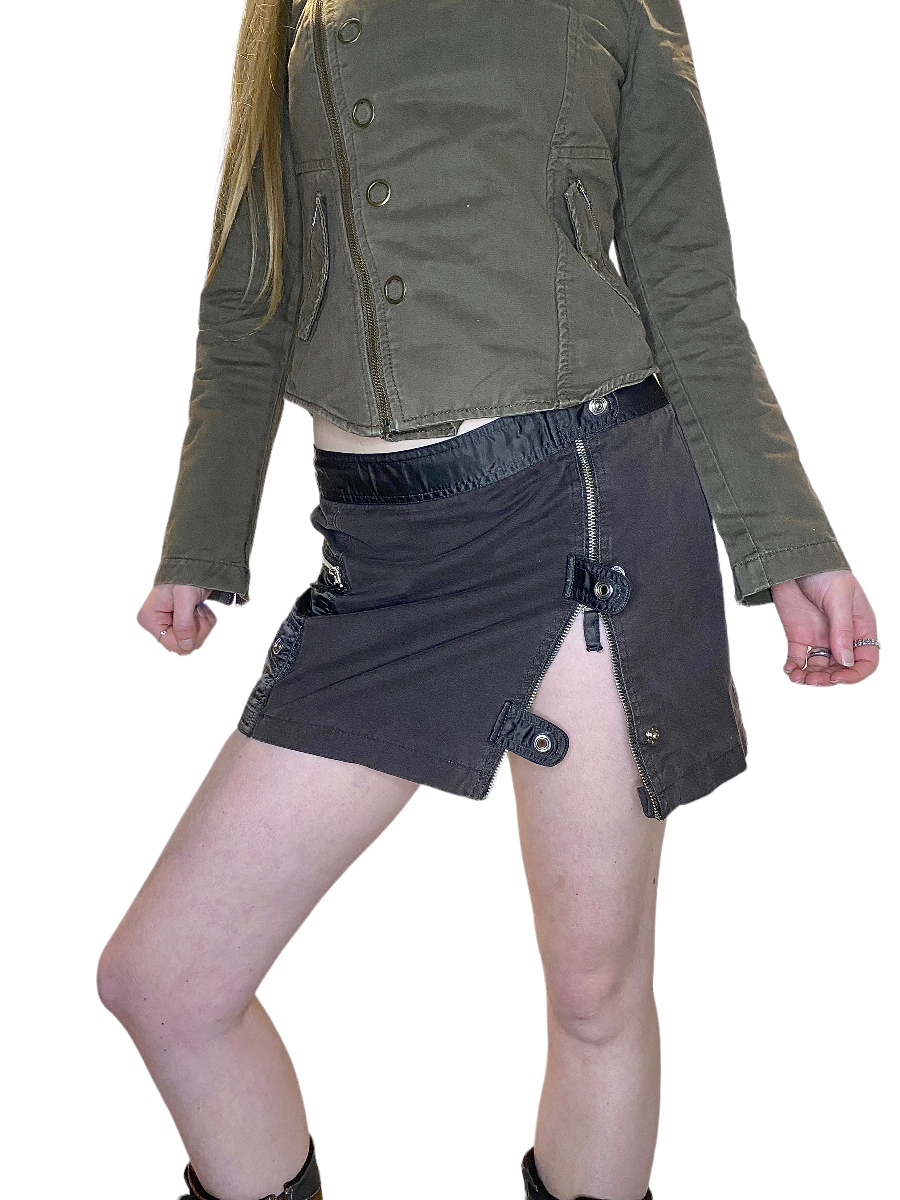 Vintage Brown Utility Mini Skirt (S/M)