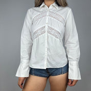 DKNY Eyelet Lace Detail Button Up (M)