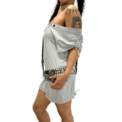 Vintage Grey Slouch Jersey Top Mini Dress (S-M)