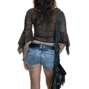 Vintage Boho Chic Whimsygoth Mesh Top (XS)