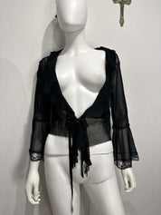 Vintage Gothic Flared Sleeve Italian Lace Mesh Wrap Top (one size)