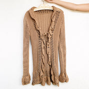 Ruffly Tan Knit Duster Cardigan (S/M)