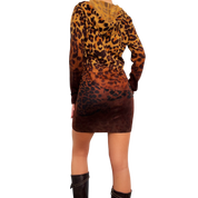 Leopard Zip Up Hoodie Dress (M/L)