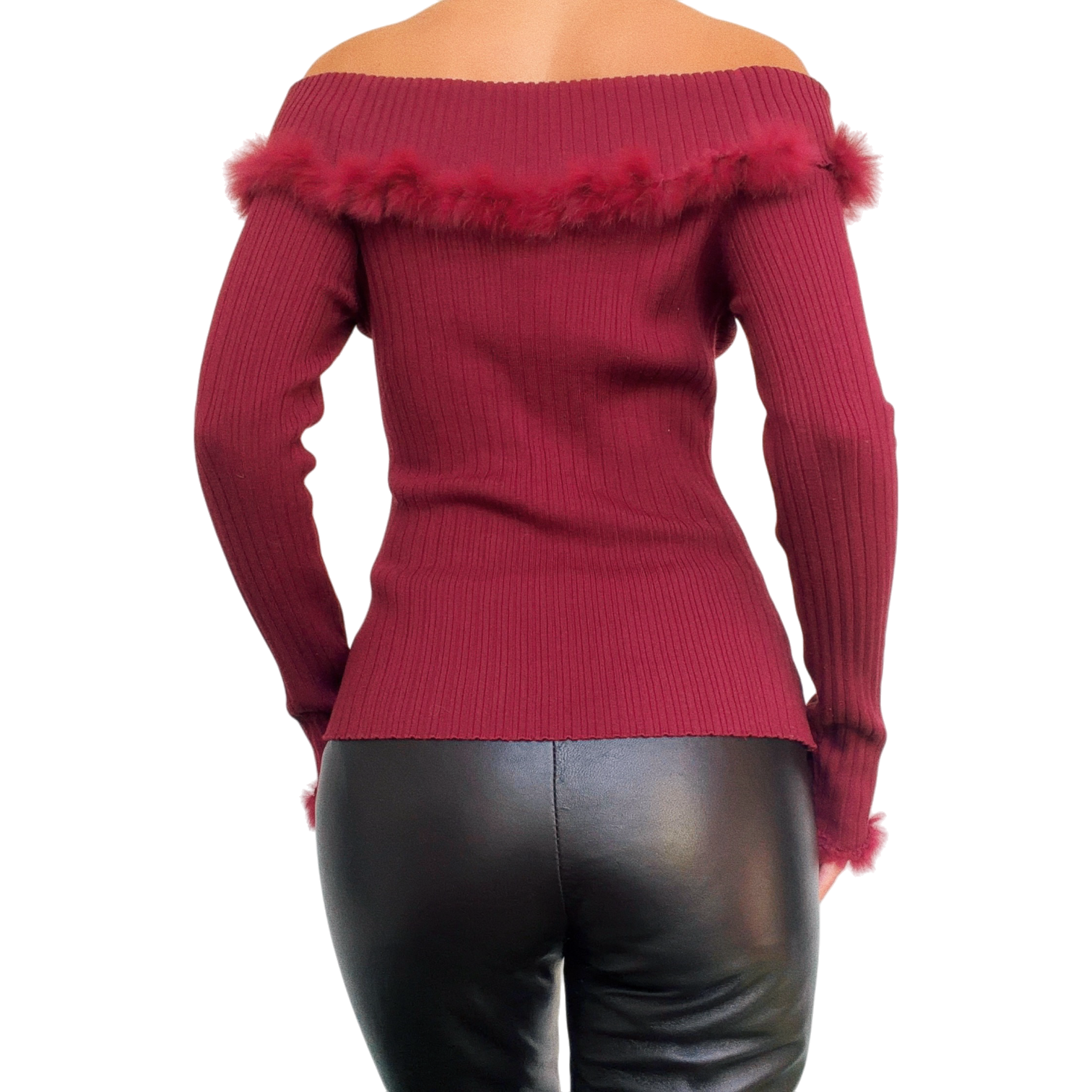 Furry Burgundy Silk Knit Top (S)