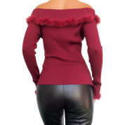 Furry Burgundy Silk Knit Top (S)