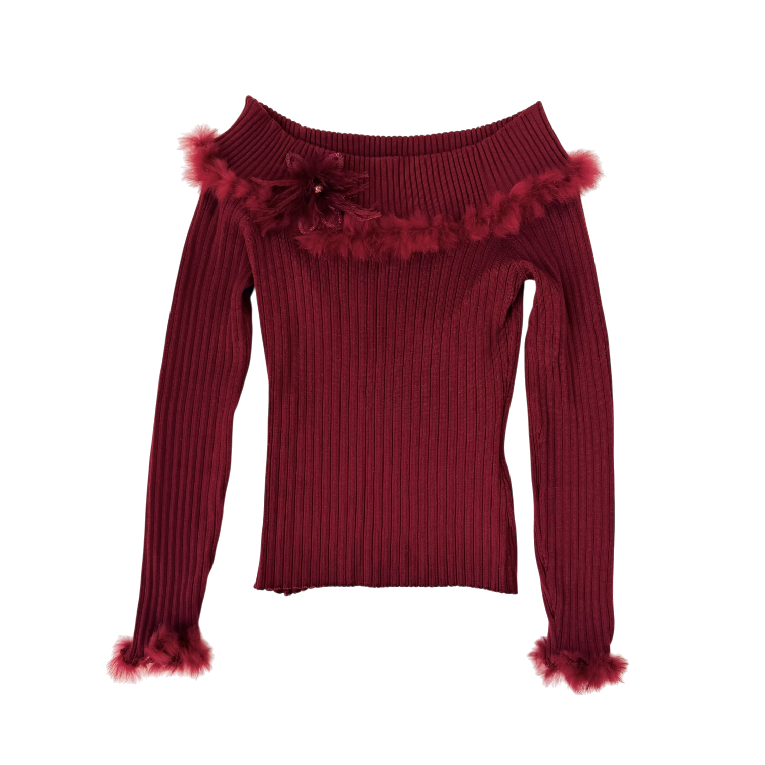 Furry Burgundy Silk Knit Top (S)