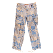 Da-Nang Silk Blend Studded Camo Cargo Pants (M)