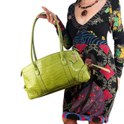 Matcha Green Croc Shoulder Bag