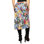 2000s Silk Postcard Print Midi Skirt (S)