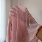 Vintage Pink Off Shoulder Sheer Mesh Long Sleeve Top (S)