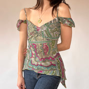 Y2K Whimsy Paisley Top (M)