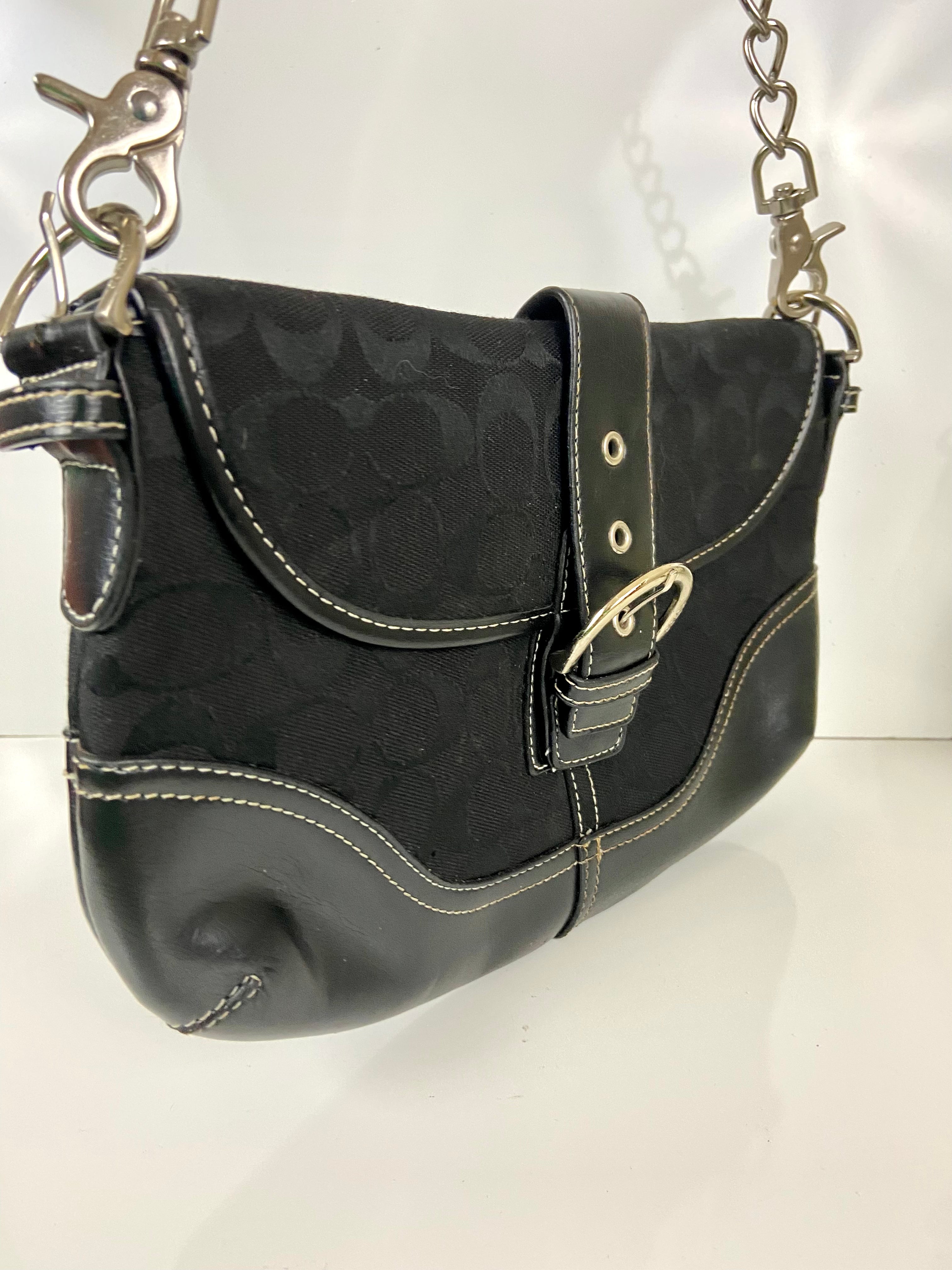 Coach purse with rework metal handles