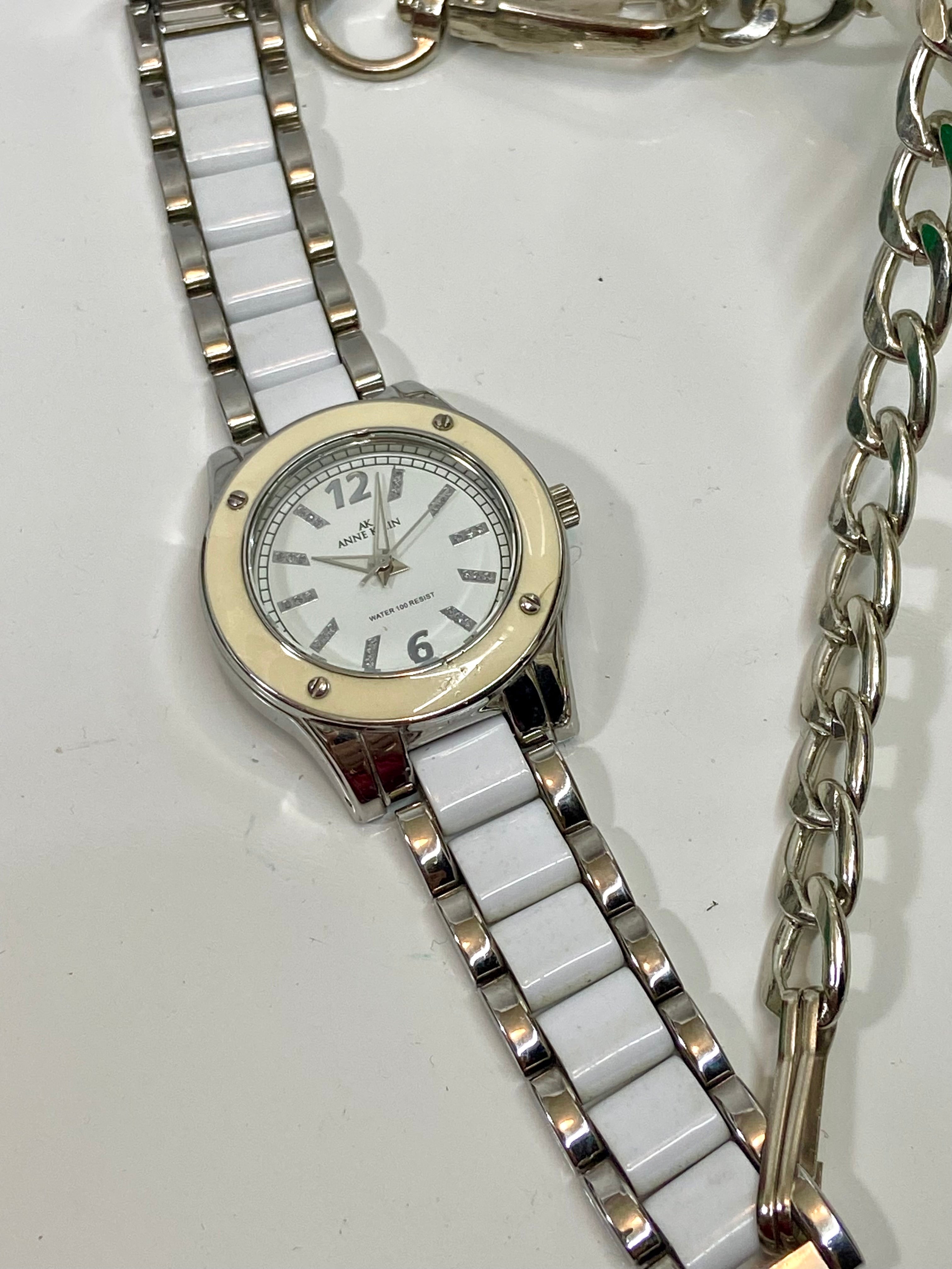 White & silver watch choker