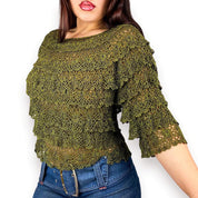 90s Mossy Crochet Ruffle Top (M)