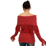 Off The Shoulder Fringe Sweater (S)