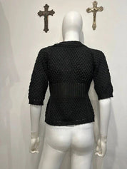 Vintage Kitsch Italian Crochet Large Button Up Cardigan Top (S/M)
