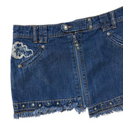 Vintage Italian Asymmetrical Studded Denim Mini Skirt (S)