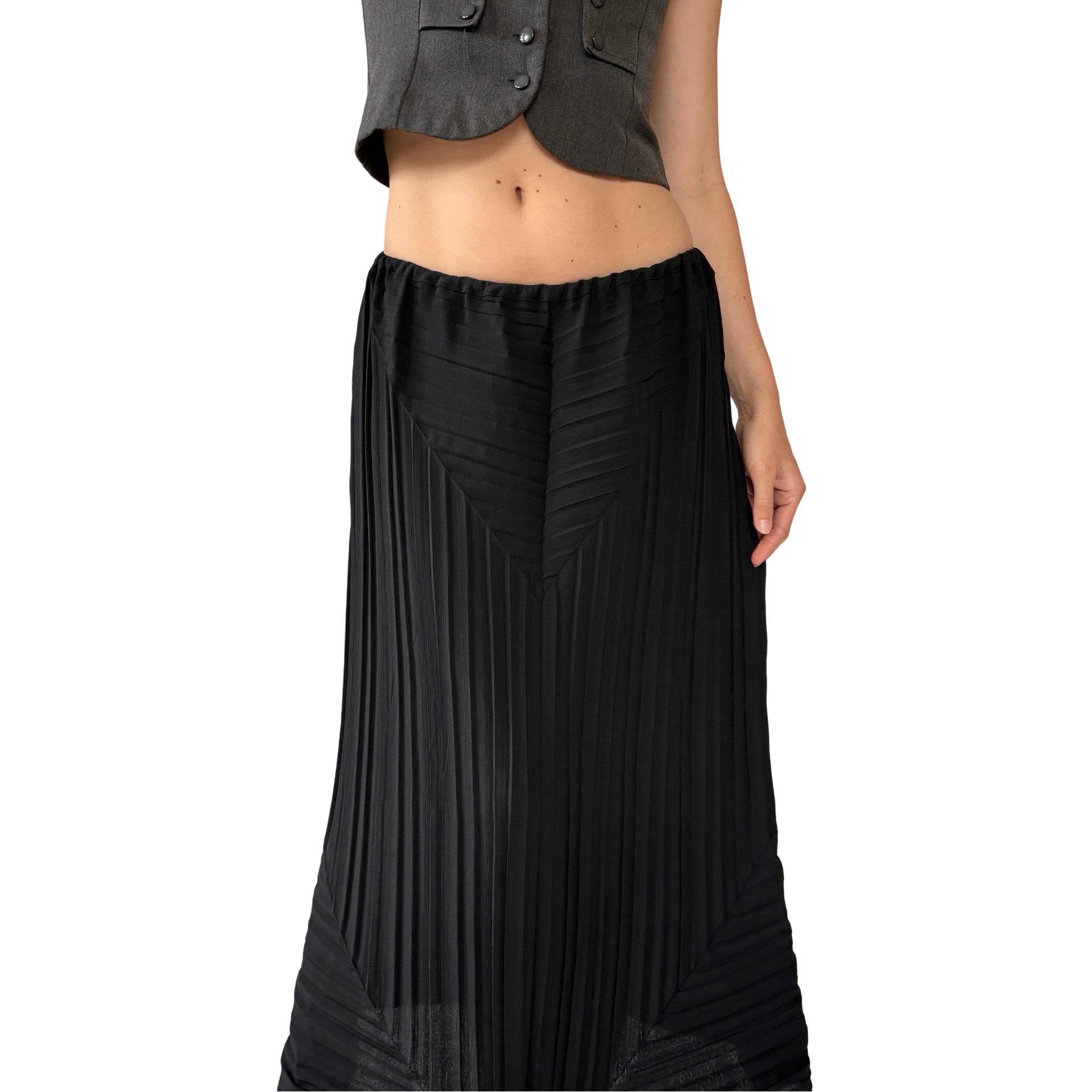 90s Noir Textured Maxi Skirt (M)
