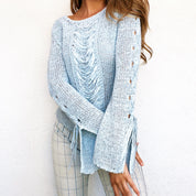 Vintage Baby Blue Knit Sweater - Small