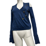 Vintage Italian Boho Coin Motif Longsleeve Top with Tie Side (S/M)