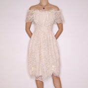 70s Angelic Cream Lace Dress (S)