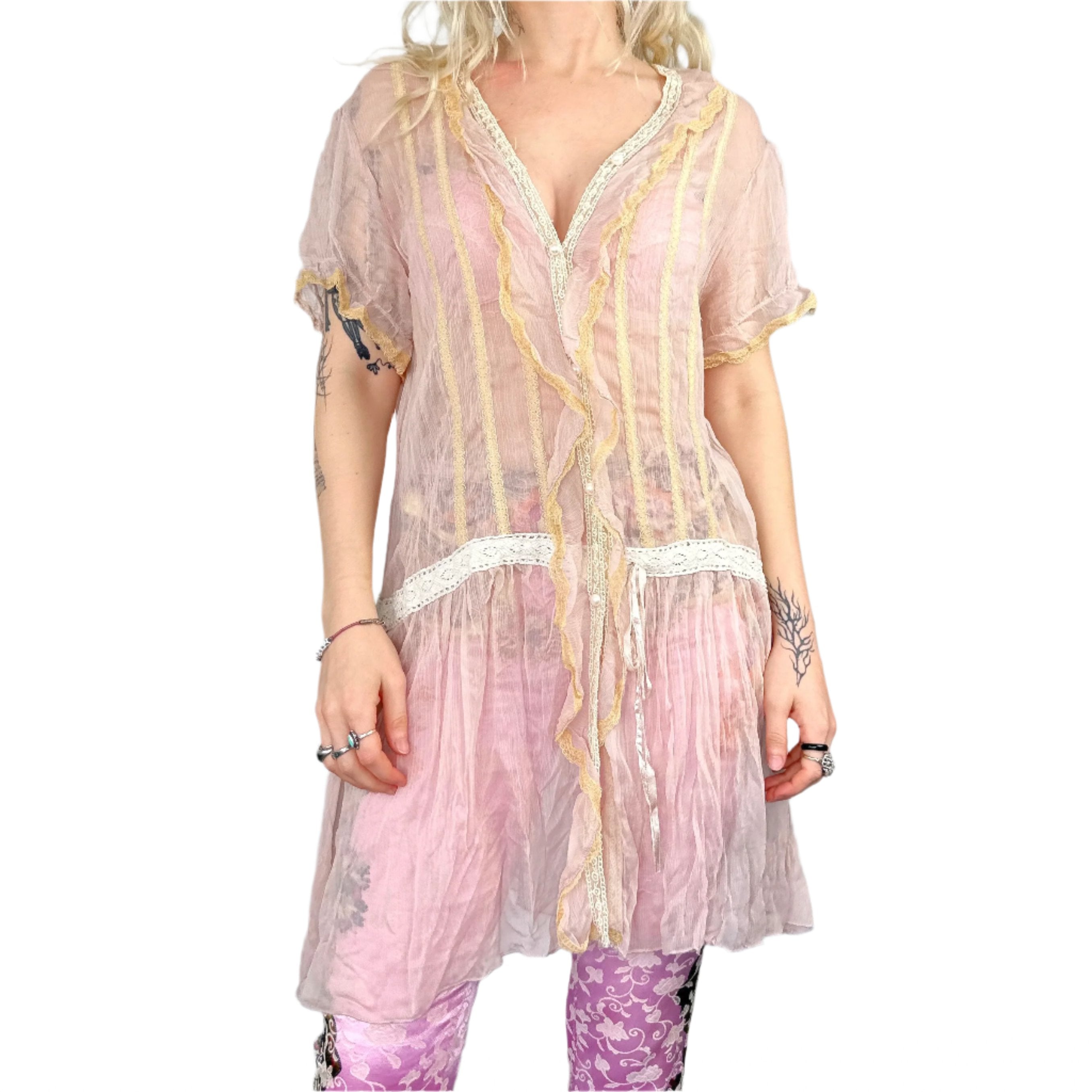 Sheer Chiffon Babydoll Dress (L)