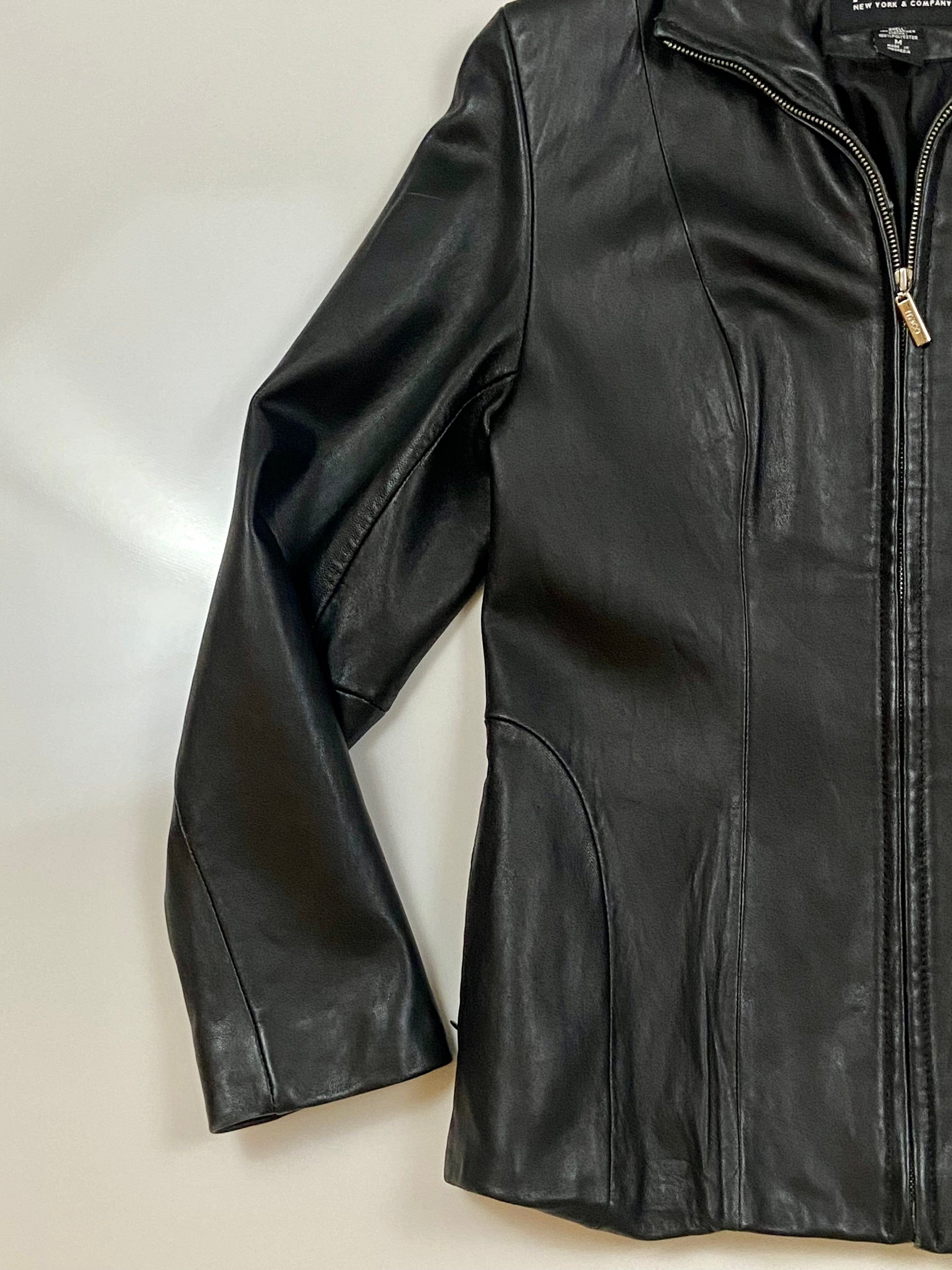 Black leather jacket by New York & 2024 Company Sz XL