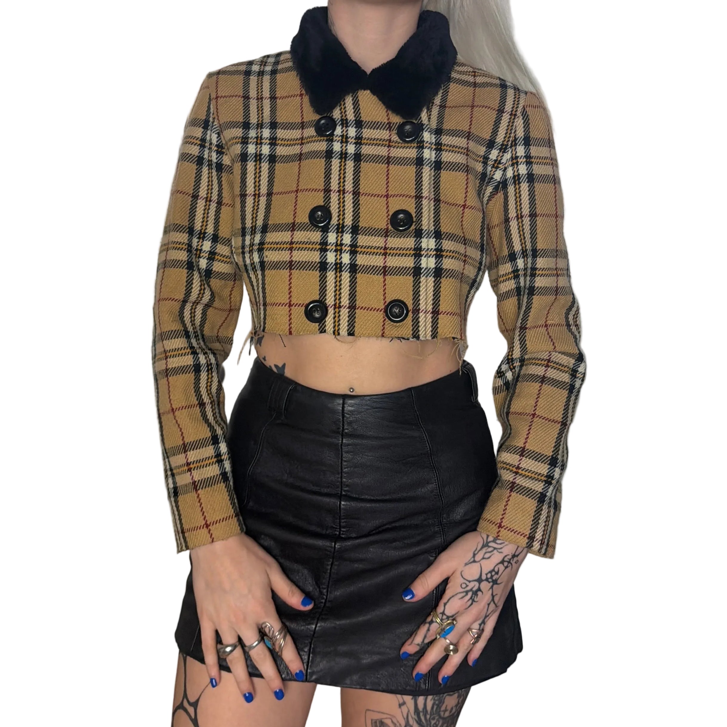 Custom Plaid Cropped Jacket (S)