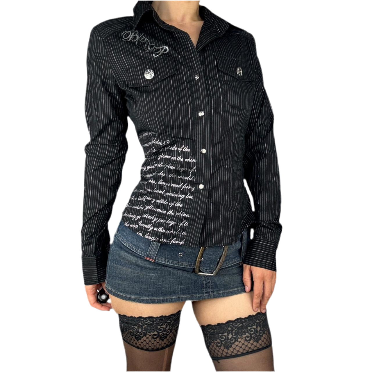 Y2K Baby Phat Pinstripe Button Down (M)