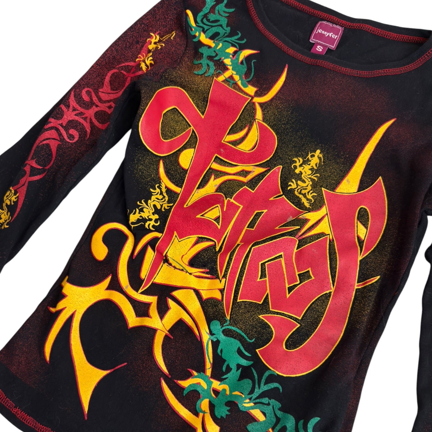 Y2K tribal tattoos grunge longsleeve (XS|S)
