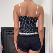 Italian Vintage 90s polka dot corset bustier top with embroideries (XS/S)