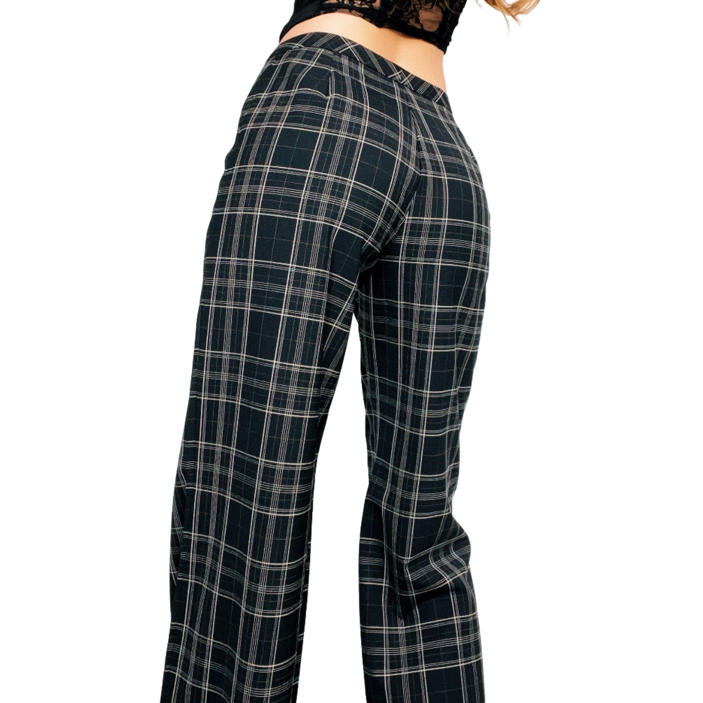 Black Plaid Slacks (XS)