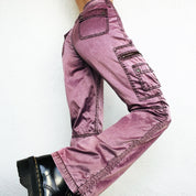 Plum Satin Cargo Pants (S)