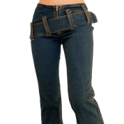 Early 2000s Jumbo Belt Jeans (S)