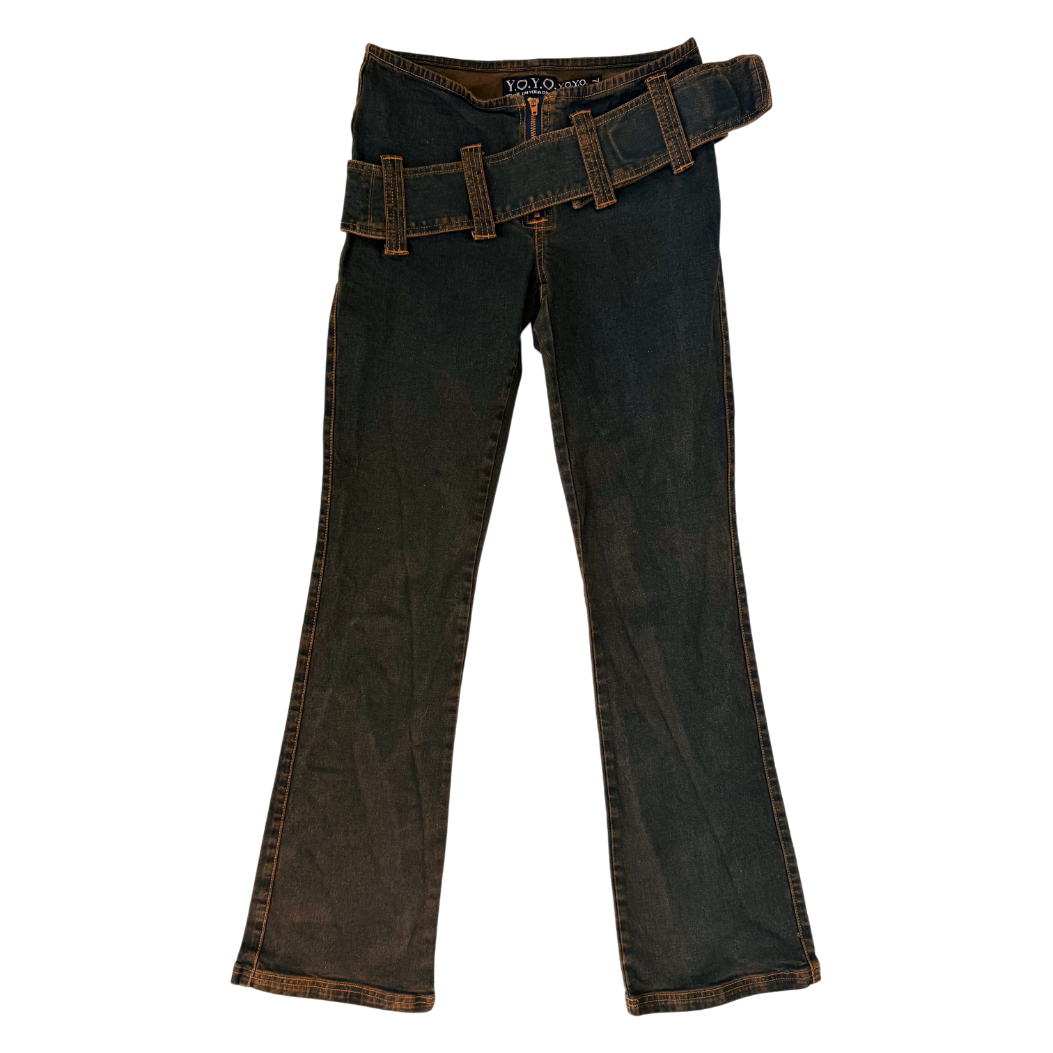 Early 2000s Jumbo Belt Jeans (S)