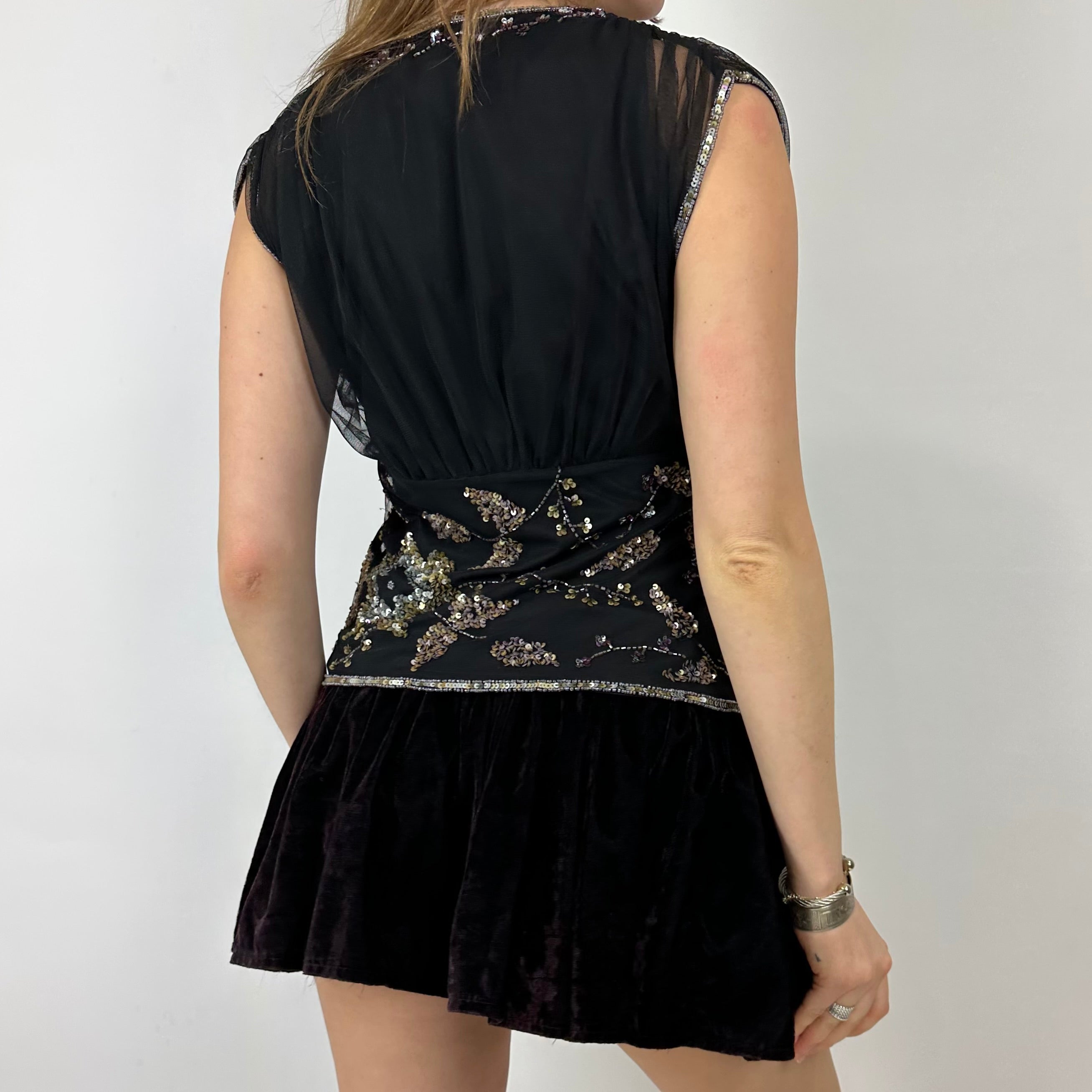90s Beaded Mesh Overlay Beaded Top (M) – Holy Thrift
