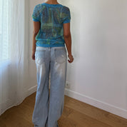 Vintage Nolita NYC Silk Sequin Mesh Top (S)