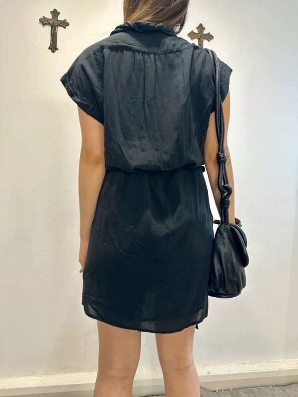 Vintage Sheer Black Avant Garde Draped Mini Dress (XS/S)