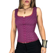 00s Mauve Striped Corset Cami (M)