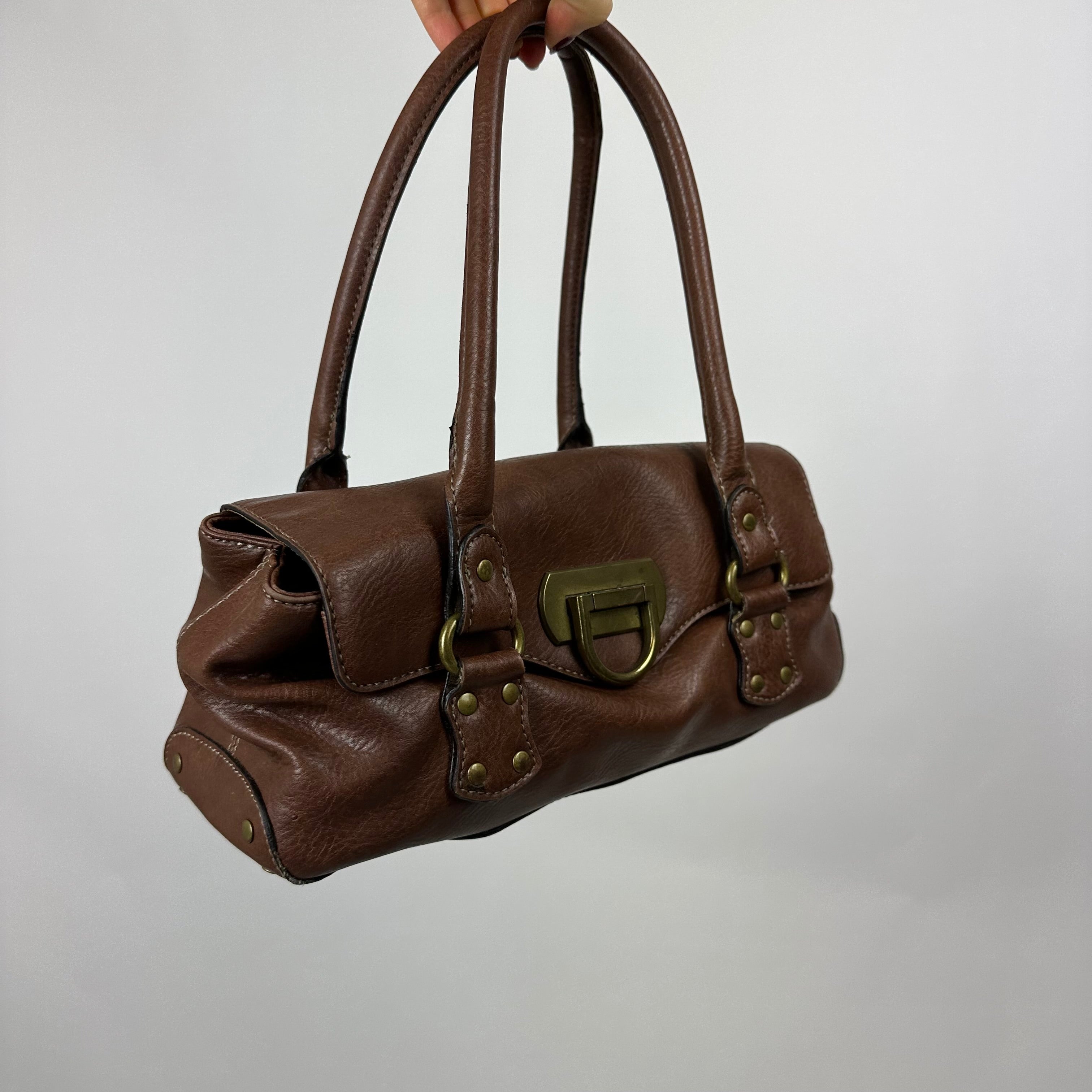 Vintage Latte Faux Leather Bag