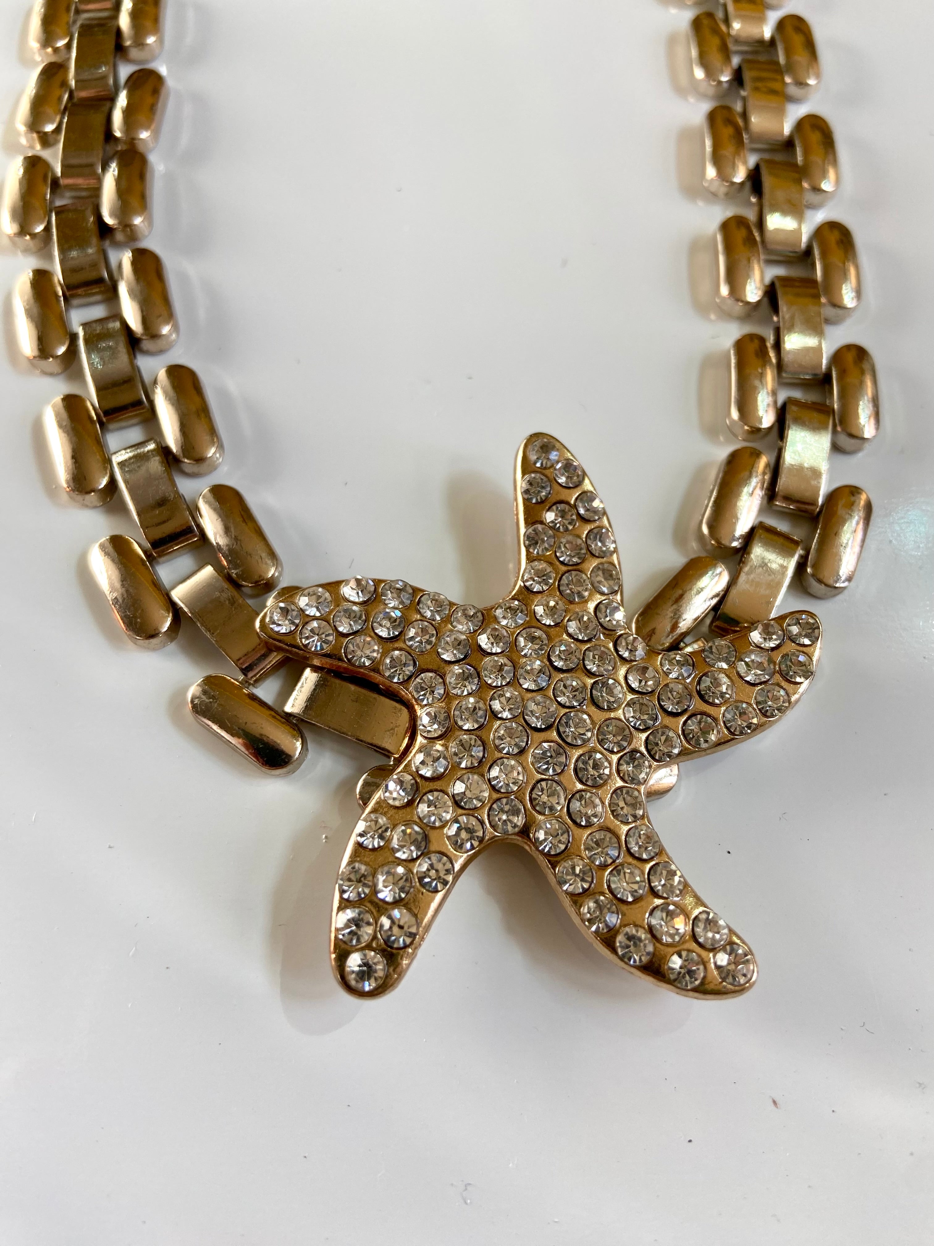 Diamond gold starfish choker