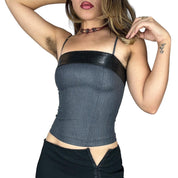 90s Leather Trim Bustier Top (S)