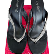 Anne Michelle Thong Kitten Heels With Rhinestones (8.5)