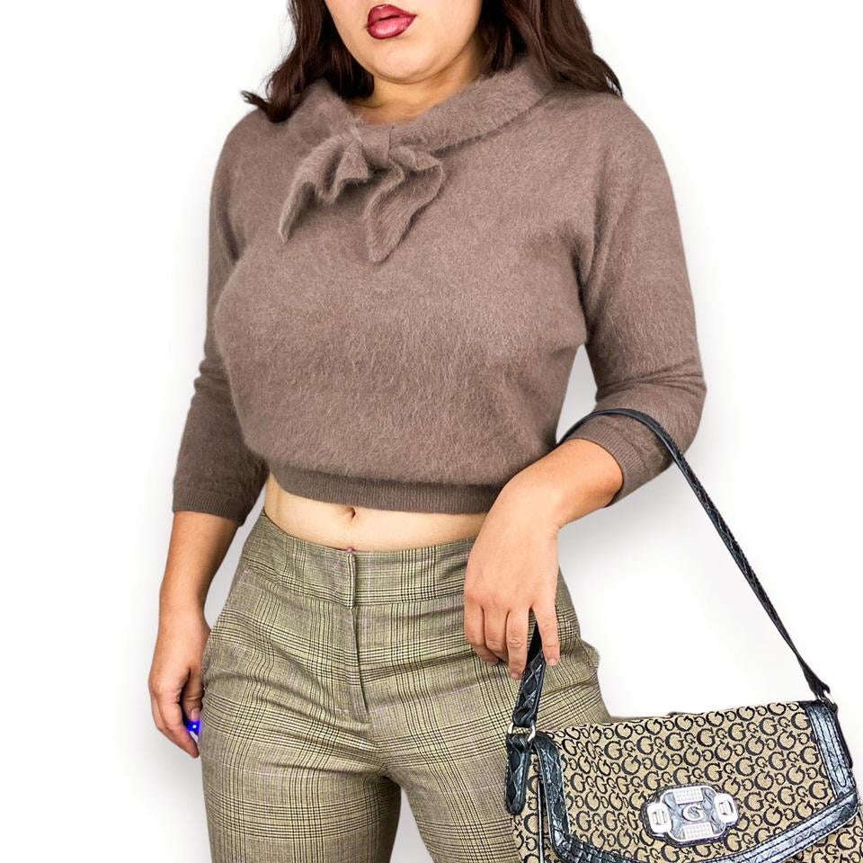 50s Angora Cropped Sweater (M)