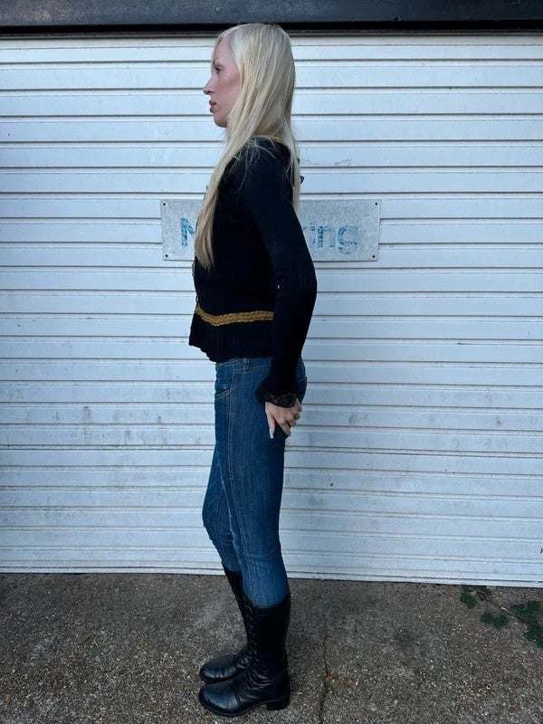 Vintage Italian Gothic Lace Up Longsleeve (S)