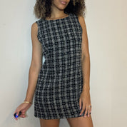 90s Black tweed mini Dress (S)