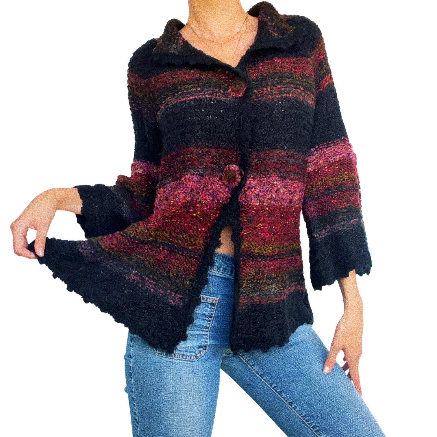 Vintage Chunky Knit Cardigan (S/M)