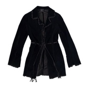 Early 2000s Black Suede Leather Jacket (S)