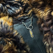 Vintage Genuine Suede & Shearling Tiger Print Fur Coat (L/XL)